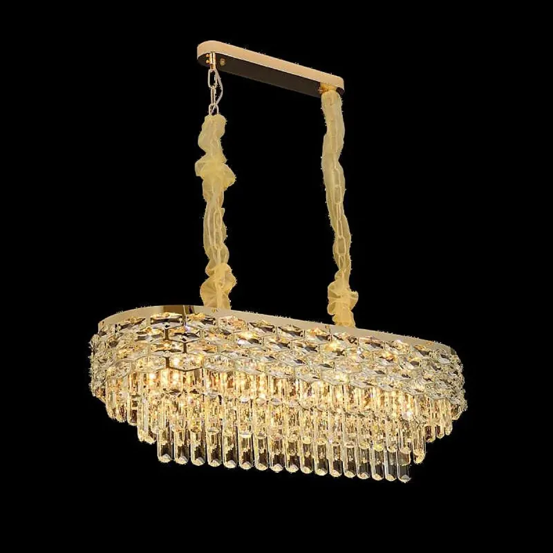 Lustre de Cristal e Metal Dourado 8 Lâmpadas E14 40W 75x30x27cm - Sindora DCD025220