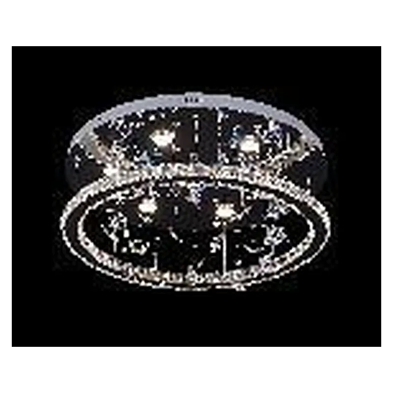 Plafon COM CONTROLE Ø60x25CM 36+36W 3000K 6000K 3600LM BIVOLT METAL CROMADO+CRISTAL TRANSPARENTE CX:14x65x65CM 7,9KG Sindora DCX02532