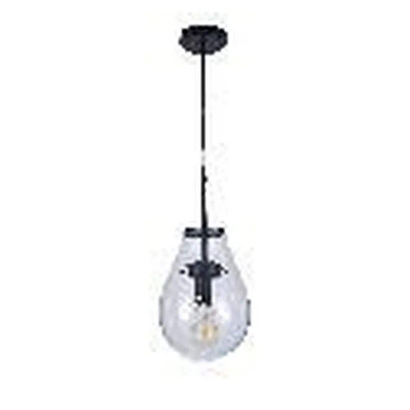 Pendente de Vidro Cristal e Metal Preto 1 Lâmpada E27 22x52cm - Sindora DCD04174