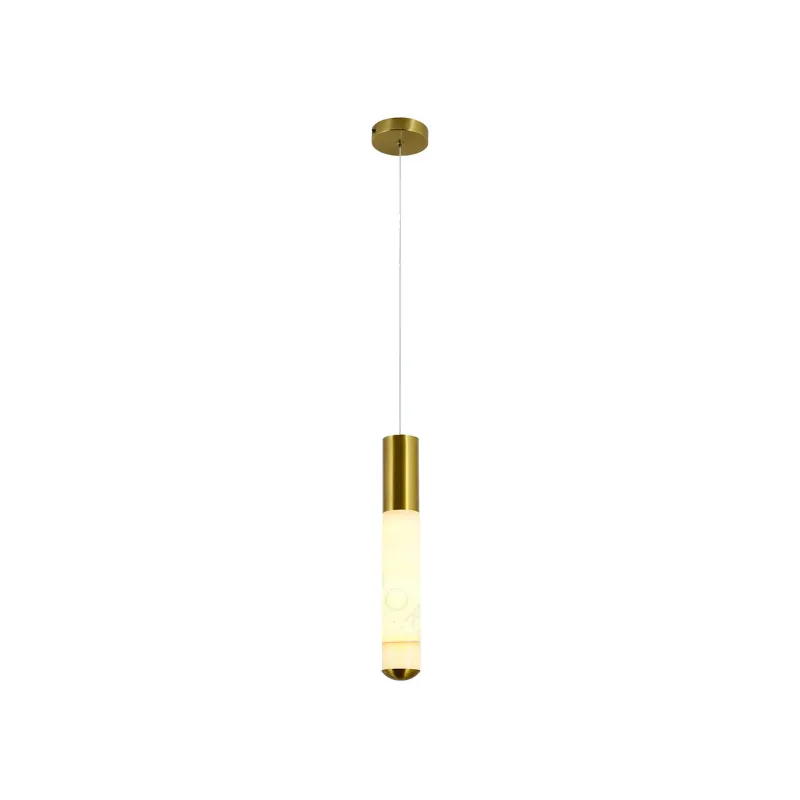 Pendente LED de Metal Bronze e Pedra 15W 3000K Bivolt 6x40cm - Sindora QD05207