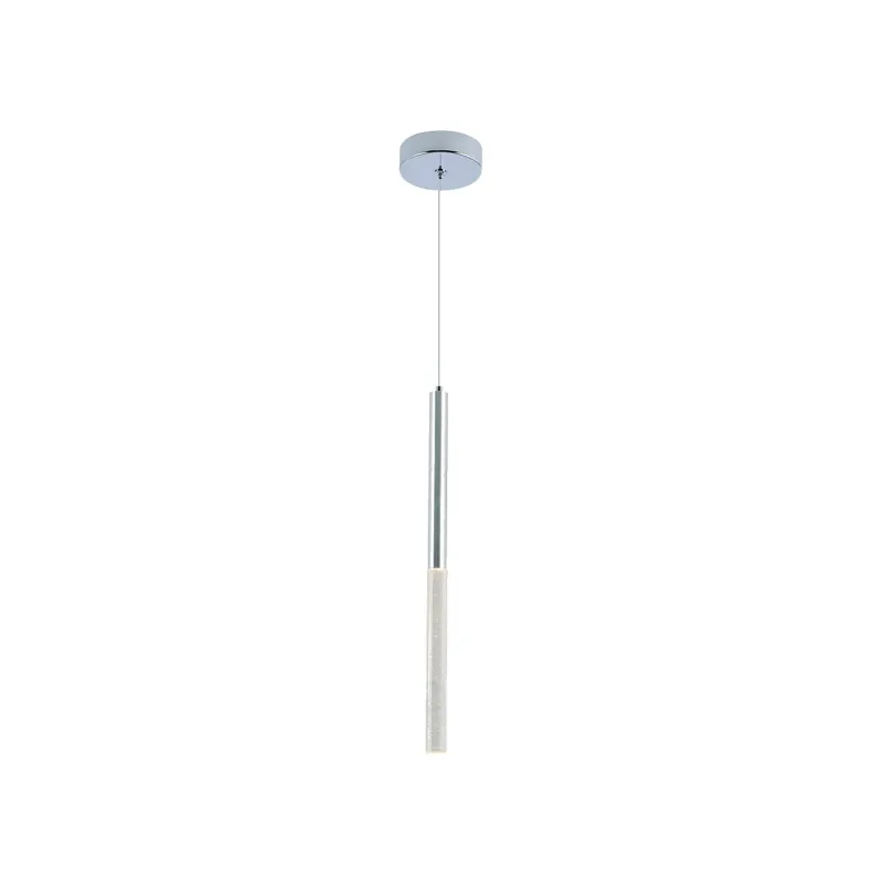 Pendente LED de Cristal e Metal Prata 3W 3000K Bivolt 3,3x58cm - Sindora QD05214