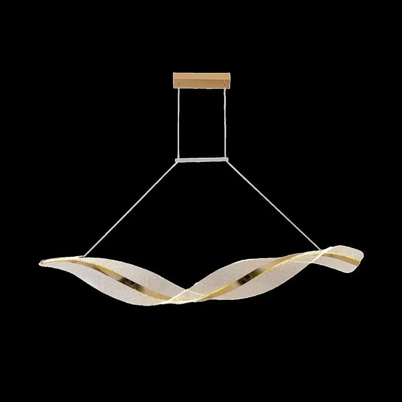 Pendente LED de Metal Dourado e Acrílico 52W 3000K Bivolt 120x14cm - Sindora QD05217