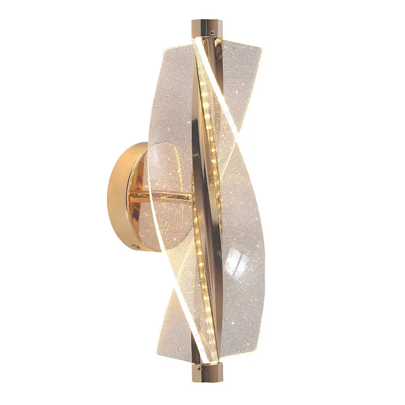 Arandela 14x30CM 17W 1275LM 3000K BIVOLT METAL DOURADO+ACRILICO | CANOPLA:10x2,5CM CX MASTER:72,5x29,5x34,5CM 7KG (10 UN.) CX UN.:14x14x33CM 0,7KG Sindora QB05220