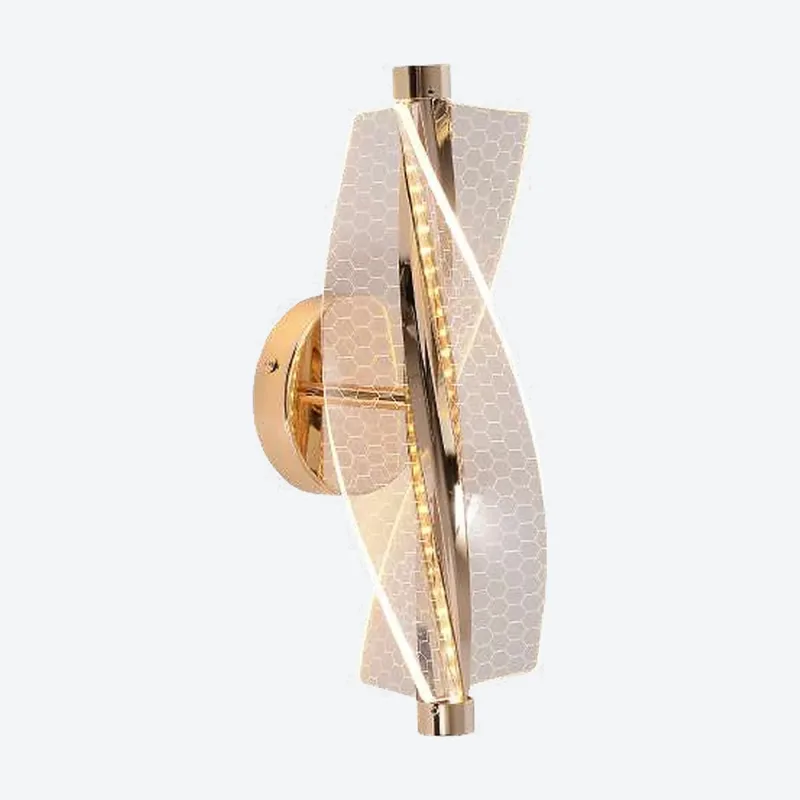 Arandela 14x30CM 17W 1275LM 3000K BIVOLT METAL DOURADO+ACRILICO | CANOPLA:10x2,5CM CX MASTER:72,5x29,5x34,5CM 7KG (10 UN.) CX UN.:14x14x33CM 0,7KG Sindora QB05221