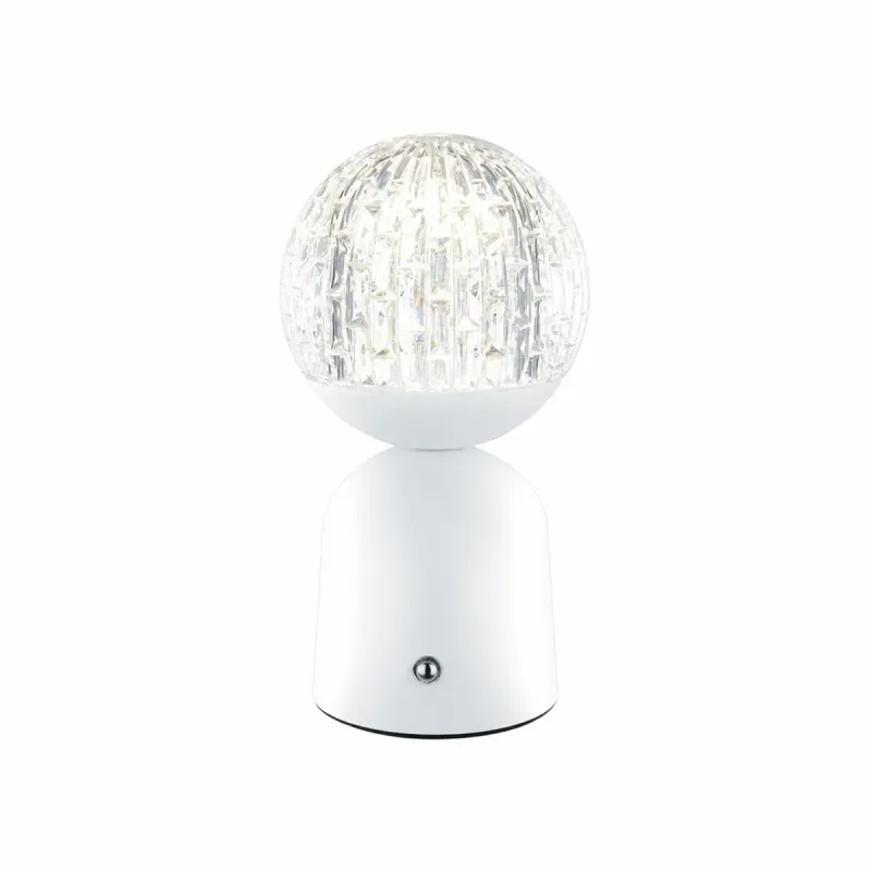 Abajur Sem Fio Recarregável USB de Metal Branco e Acrílico 3W 3000K a 6500K Dimerizável 11x20cm - Sindora DCT02536