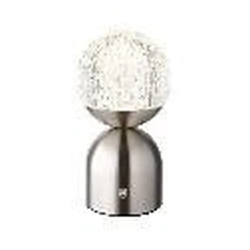 Abajur Sem Fio Recarregável USB de Metal Cromado Fosco e Acrílico 3W 3000K a 6500K Dimerizável 11x20cm - Sindora DCT02538