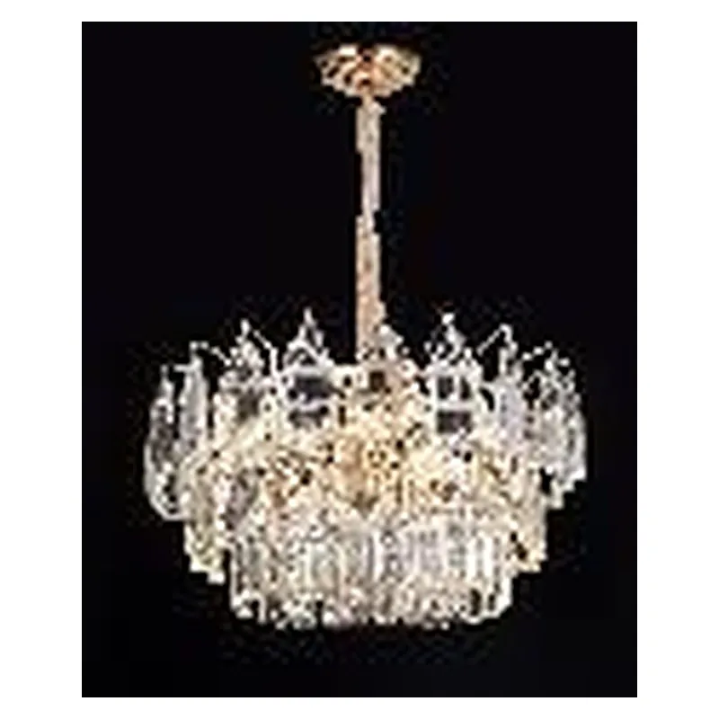 Lustre de Cristal e Metal Dourado 6 Lâmpadas E14 40x30cm - Sindora DCD01059