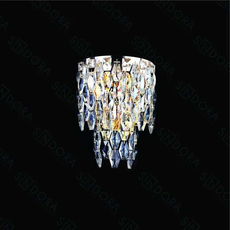 Arandela Ø30x21x13CM E14x2 40W METAL DOURADO+CRISTAL TRANSPARENTE | CANOPLA:20x9CM CX:15x24x28CM 2KG Sindora DCB01067