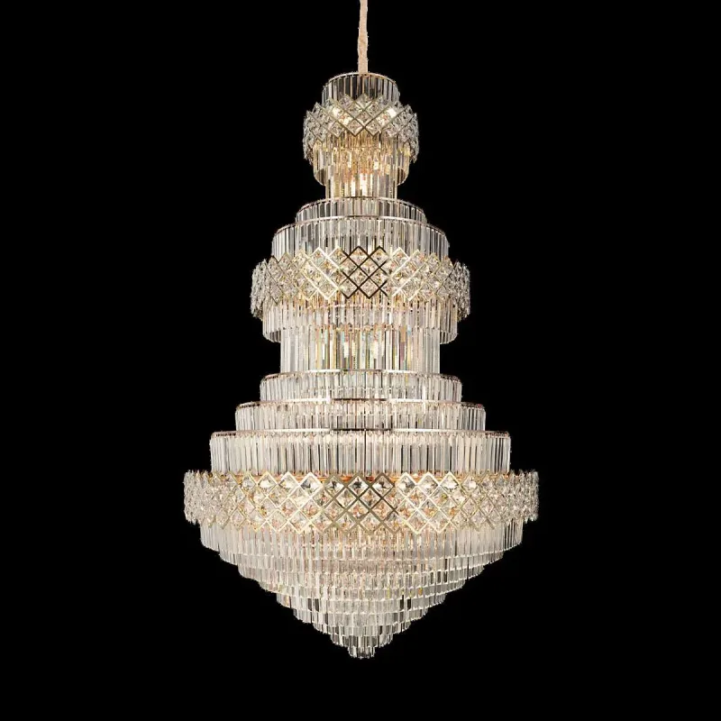 Lustre de Cristal e Metal Dourado 69 Lâmpadas E14 120x200cm - Sindora DCD01069