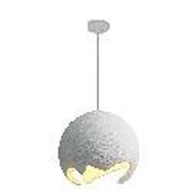 Pendente de Metal Branco e Resina Branca 1 Lâmpada E27 40x40cm - Sindora DCD02658