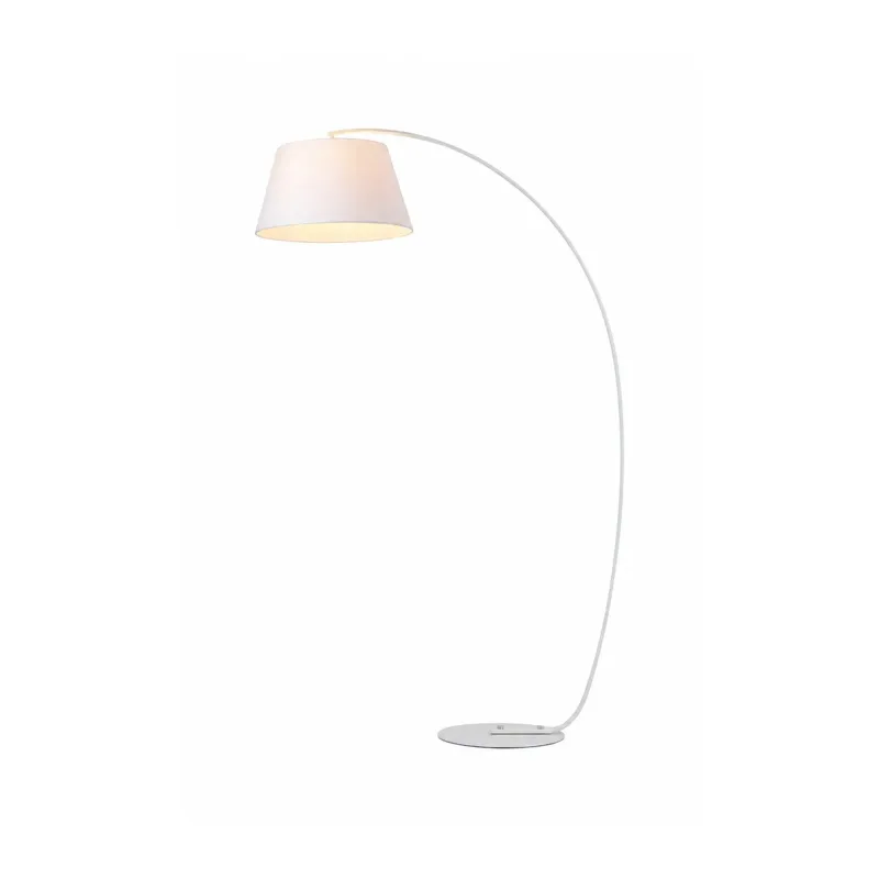 Luminária de Chão de Metal Branco com Cúpula de Linho Branca 1 Lâmpada E27 43x180cm - Sindora DCD00560