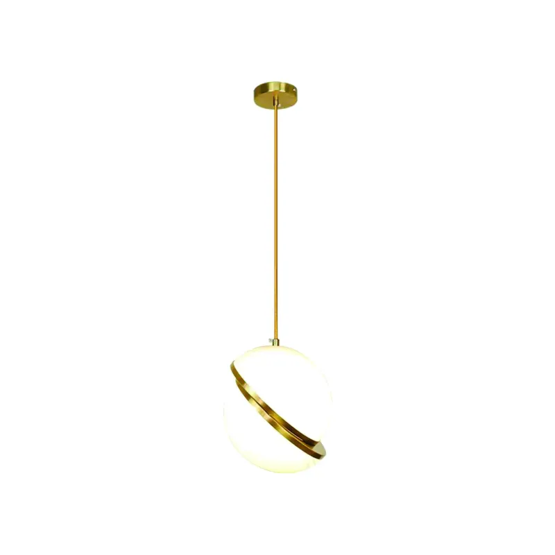 Pendente de Metal Bronze e Acrílico Branco Leitoso 1 Lâmpada E27 25x28cm - Sindora DCD04183