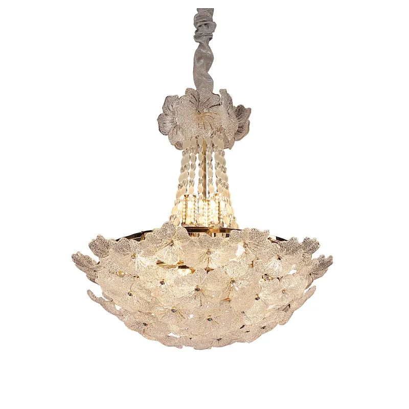 Lustre de Vidro e Metal Dourado 16 Lâmpadas E14 60x60cm - Sindora DCD00913
