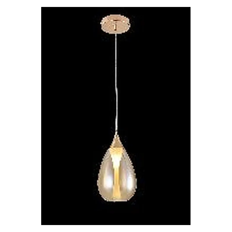 Pendente de Vidro Âmbar e Metal Dourado 1 Lâmpada G9 25x40cm - Sindora DCD04184