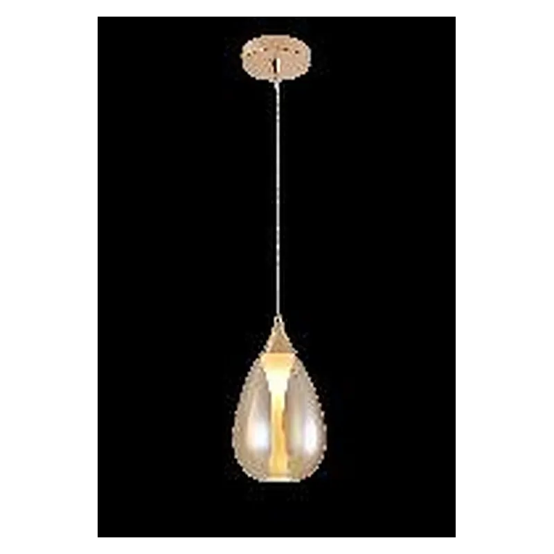 Pendente de Vidro Âmbar e Metal Dourado 1 Lâmpada G9 15x28cm - Sindora DCD04185