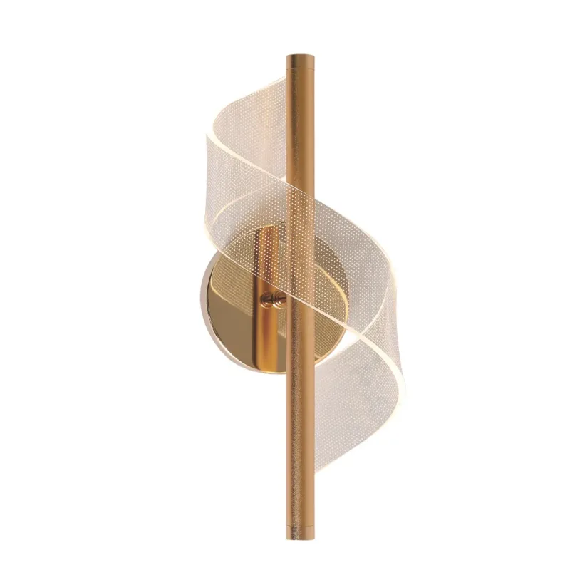Arandela 12x30CM 4W 300LM 3000K BIVOLT METAL DOURADO+ACRILICO | CANOPLA:10x2,5CM CX MASTER:67,5x27,5x33,5CM 5,4KG (10 UN.) CX UN.:13x13x32CM 0,5KG Sindora QB05236