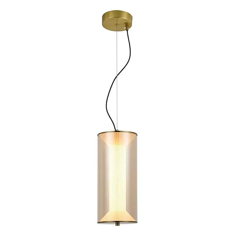 Pendente LED de Vidro Âmbar e Metal Bronze 3000K Bivolt 15x34cm - Sindora DCD04186