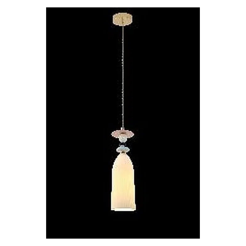 Pendente de Metal Dourado e Cerâmica Branca Leitosa 1 Lâmpada E27 11x35cm - Sindora DCD04189
