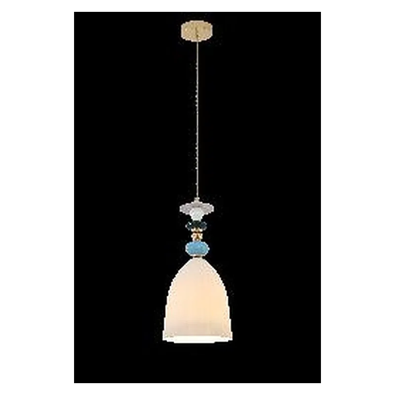 Pendente de Metal Dourado e Cerâmica Branca Leitosa 1 Lâmpada E27 18x39cm - Sindora DCD04190