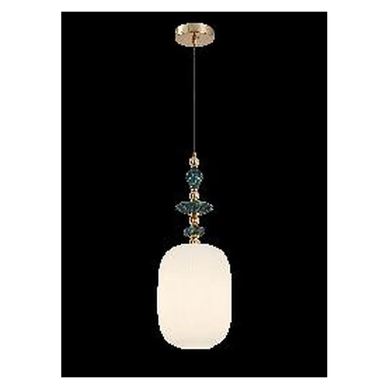 Pendente de Vidro, Metal Dourado e Cerâmica Branca Leitosa 1 Lâmpada E27 20x56cm - Sindora DCD04191