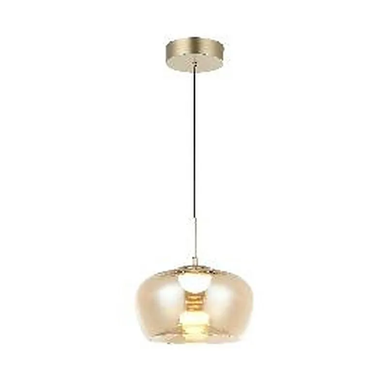 Pendente LED de Vidro e Metal Dourado 16W 3000K Bivolt 28x27,6cm - Sindora DCD03402