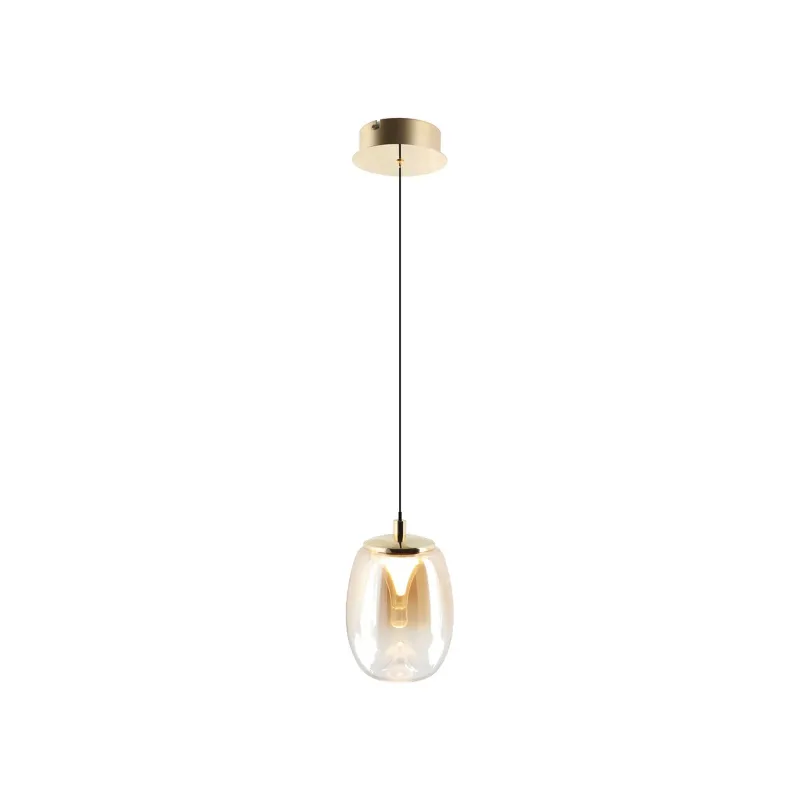 Pendente LED de Vidro e Metal Dourado 5W 3000K Bivolt 11x16cm - Sindora DCD03405