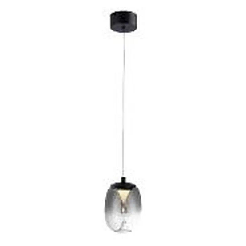 Pendente LED de Vidro e Metal Preto Fosco 5W 3000K Bivolt 11x16cm - Sindora DCD03406