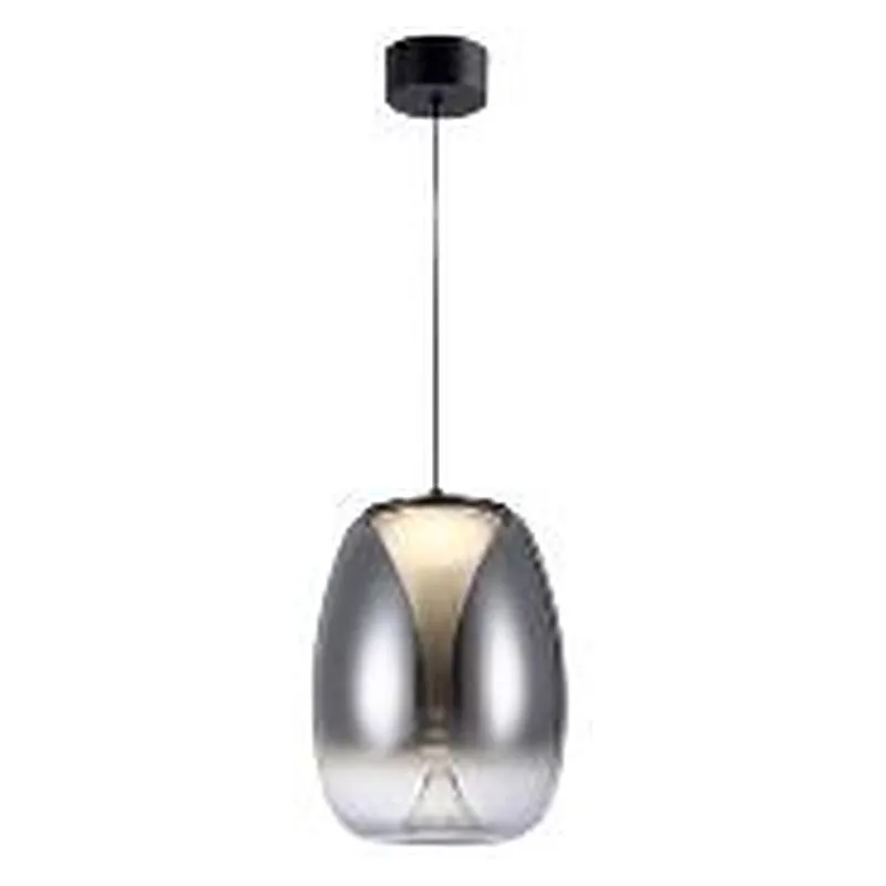 Pendente LED de Vidro e Metal Preto Fosco 15W 3000K Bivolt 27x37cm - Sindora DCD03410