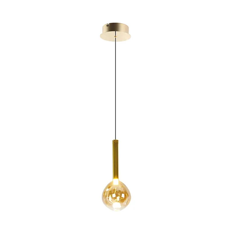 Pendente LED de Vidro e Metal Dourado 6W 3000K Bivolt 18x42cm - Sindora DCD03415