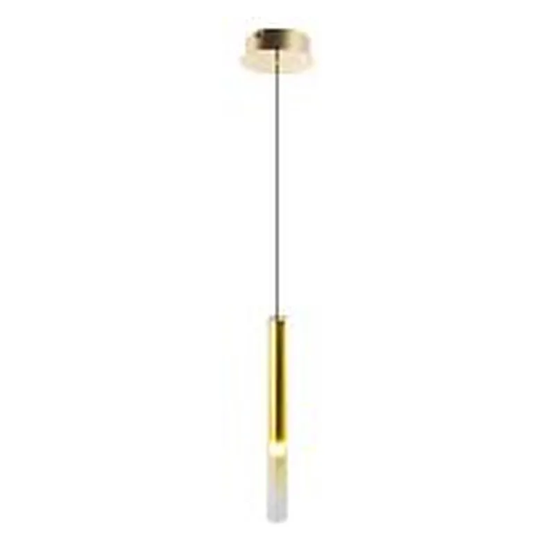 Pendente LED de Vidro e Metal Dourado 6W 3000K Bivolt 3,2x35cm - Sindora DCD03417