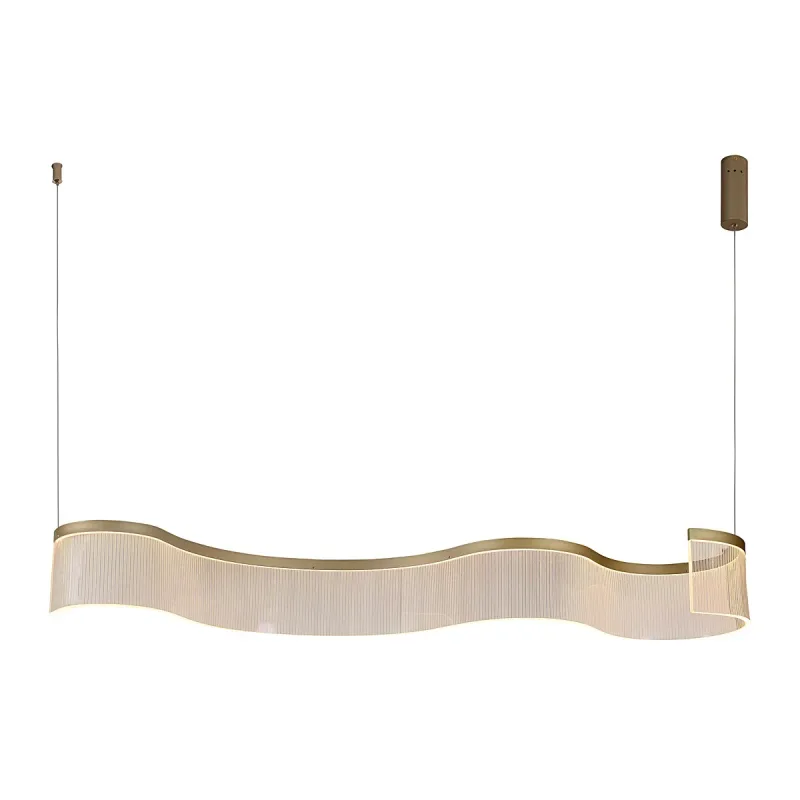 Pendente LED de Alumínio Dourado e Acrílico 44W 3000K Bivolt 150x34x15cm - Sindora DCD02977