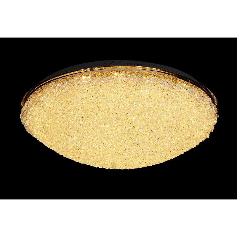 Plafon Ø48CM 37W 3700LM 3000K BIVOLT METAL DOURADO+CRISTAL TRANSPARENTE | CANOPLA:48x3,5CM CX:58x58x23CM 8,4KG Sindora DCX04605