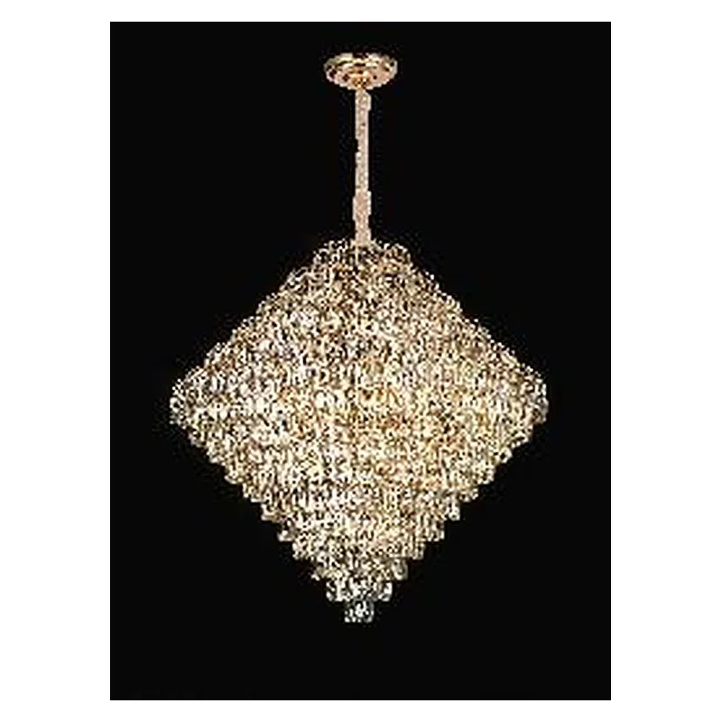 Lustre de Cristal e Metal Dourado 36 Lâmpadas E14 100x100cm - Sindora DCD06638