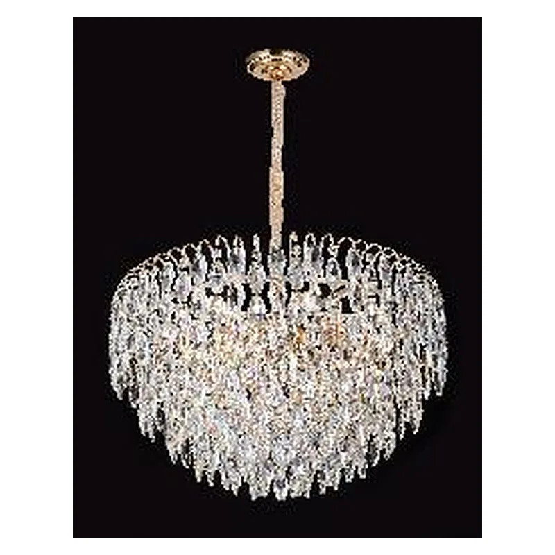 Pendente de Cristal e Metal Dourado 12 Lâmpadas E14 60cm - Sindora DCD06639