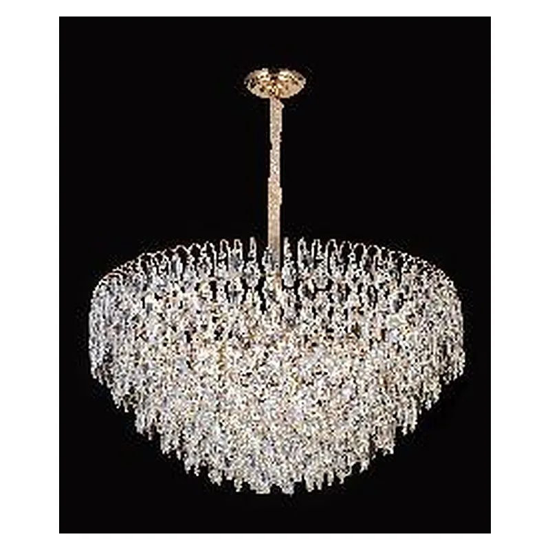 Lustre de Cristal e Metal Dourado 18 Lâmpadas E14 80cm - Sindora DCD06640