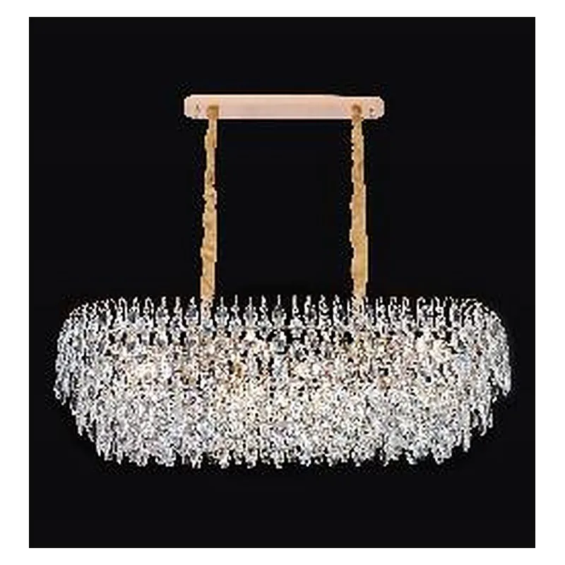 Lustre de Cristal e Metal Dourado 10 Lâmpadas E14 100x35cm - Sindora DCD06641