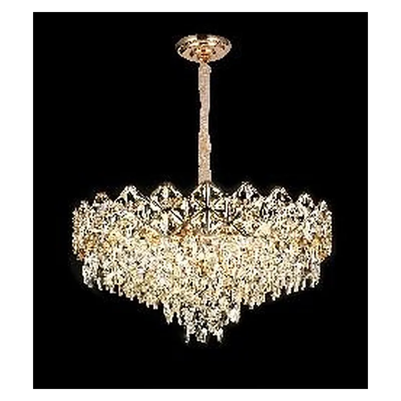 Lustre de Cristal e Metal Dourado 12 Lâmpadas E14 60cm - Sindora DCD06643