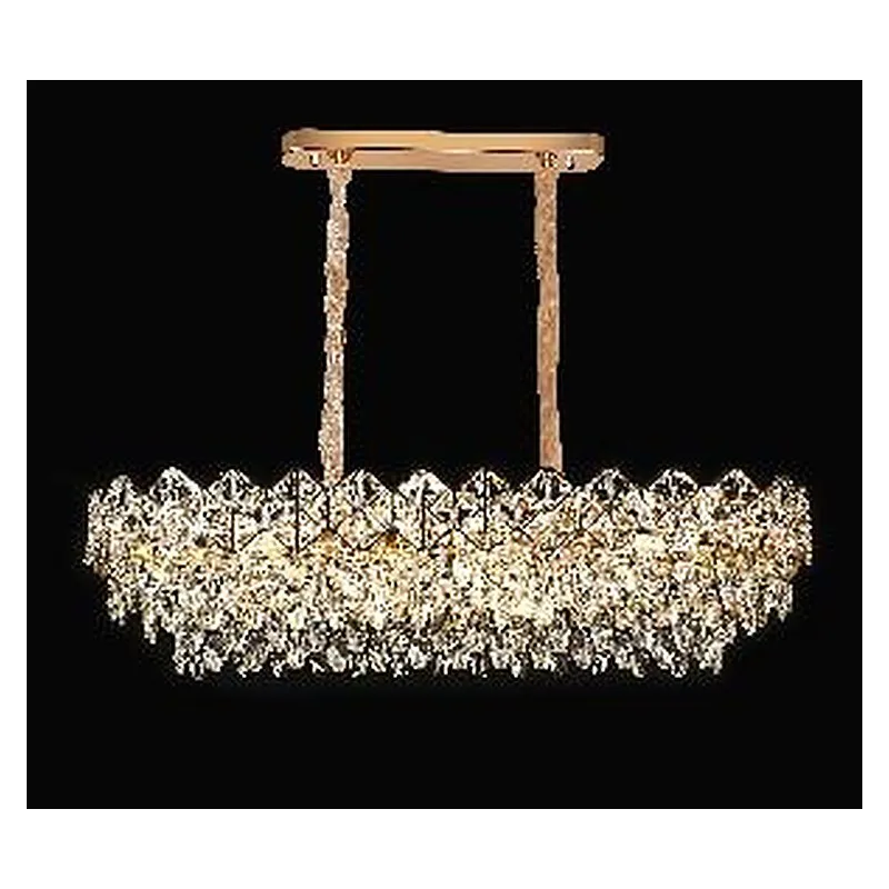 Lustre de Cristal e Metal Dourado 12 Lâmpadas E14 100x35cm - Sindora DCD06645