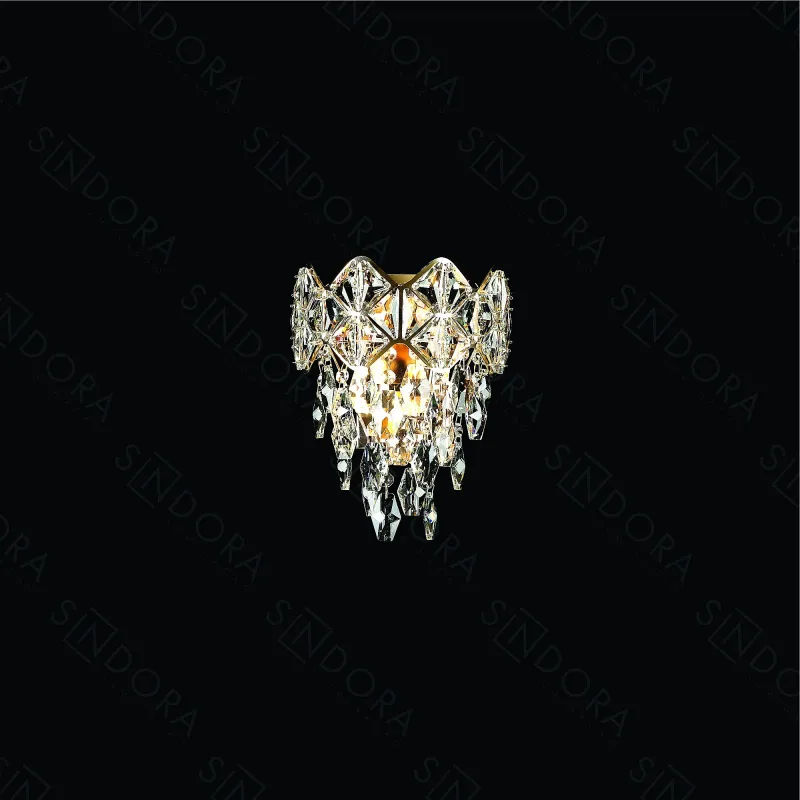 Arandela Ø23x27CM E14x2 METAL DOURADO+CRISTAL TRANSPARENTE Sindora DCB06646