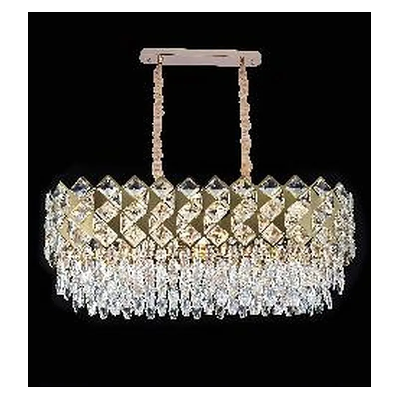 Lustre de Cristal e Metal Dourado 12 Lâmpadas E14 80x30cm - Sindora DCD06649