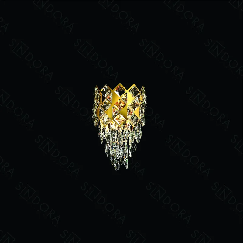 Arandela Ø26x39CM E14x2 METAL DOURADO+CRISTAL TRANSPARENTE Sindora DCB06650