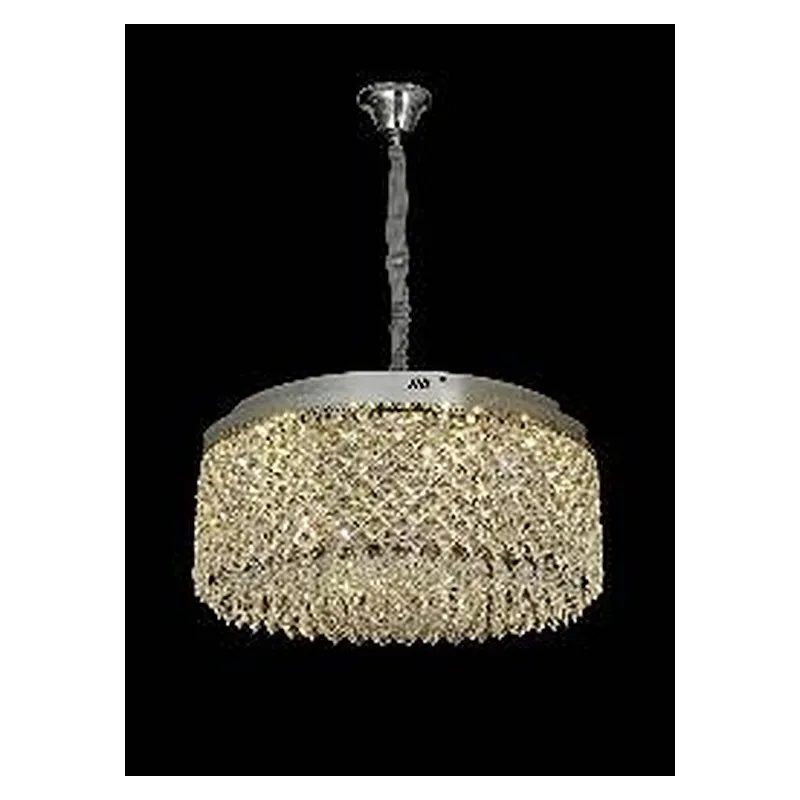 Pendente de Cristal e Metal Cromado 10 Lâmpadas E14 60cm - Sindora DCD06651