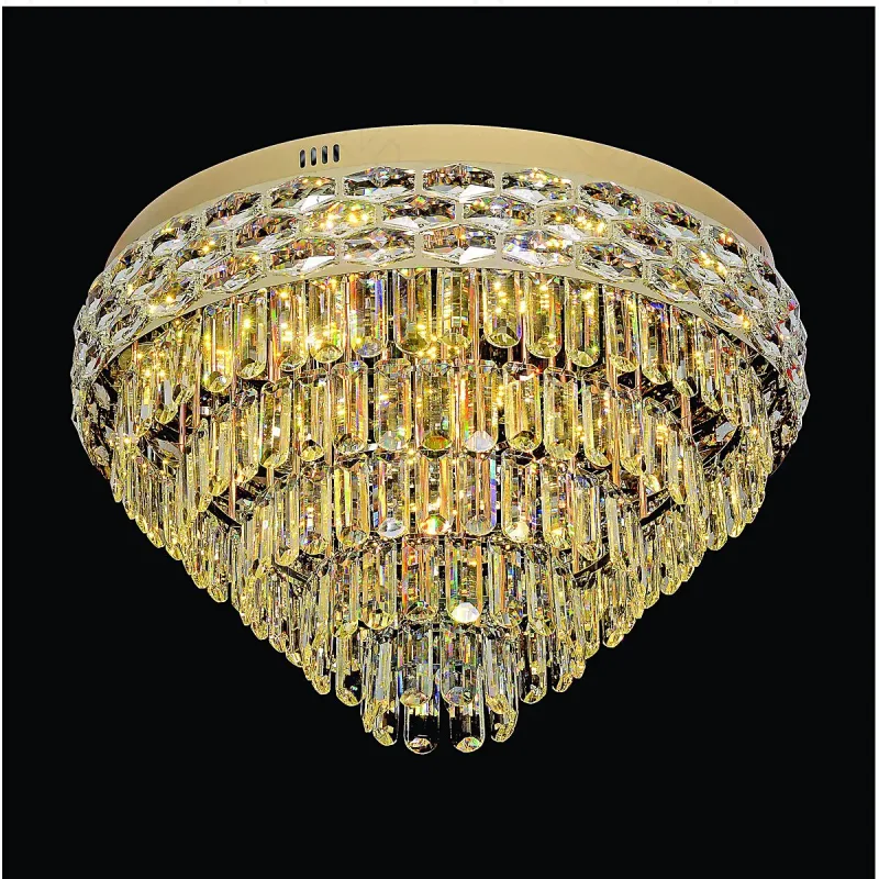 Plafon Ø60CM 65W 6500LM 3000K BIVOLT METAL DOURADO+CRISTAL TRANSPARENTE Sindora DCX02983