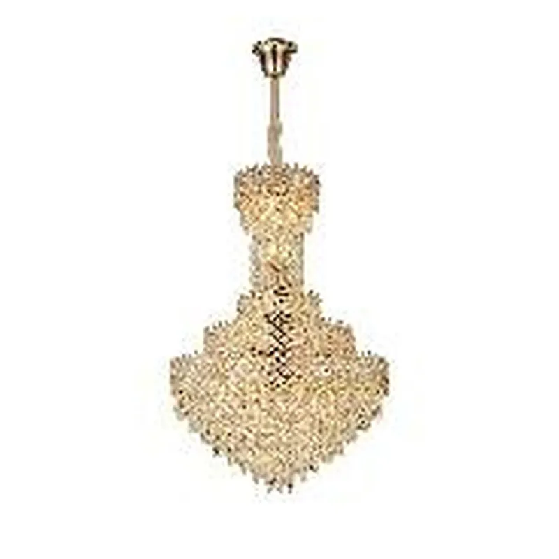 Lustre de Cristal e Metal Dourado 42 Lâmpadas E14 100x150cm - Sindora DCD01073