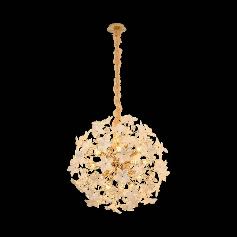 Lustre de Vidro e Metal Dourado 15 Lâmpadas E14 65cm - Sindora DCD06236