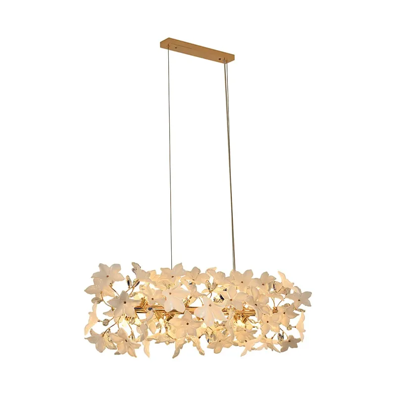 Lustre de Vidro e Metal Dourado 18 Lâmpadas G9 100cm - Sindora DCD06239