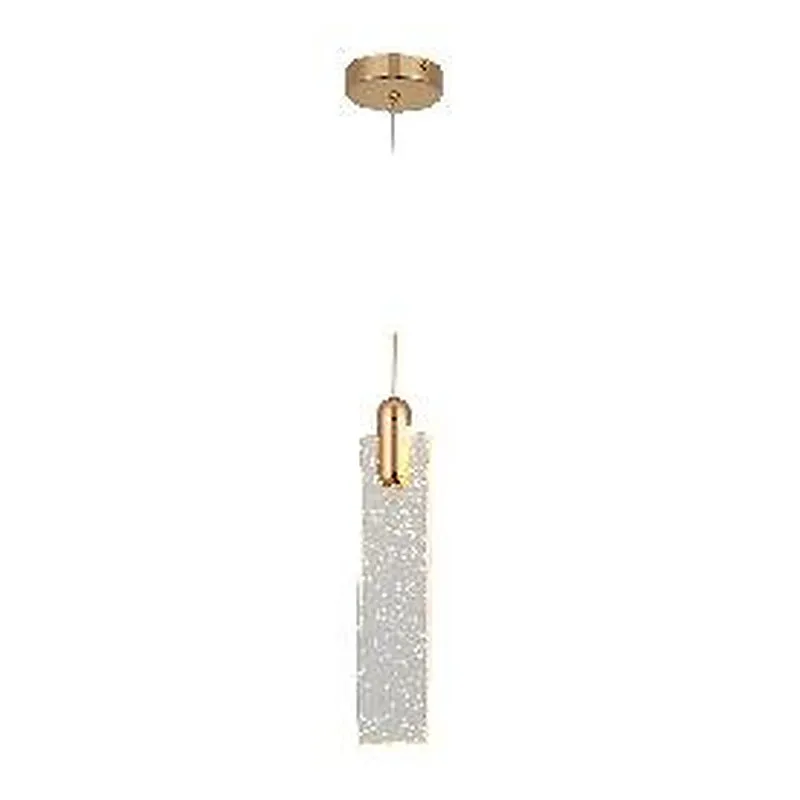 Pendente LED de Cristal e Metal Dourado 3W 3000K Bivolt 7x30cm - Sindora QD05247