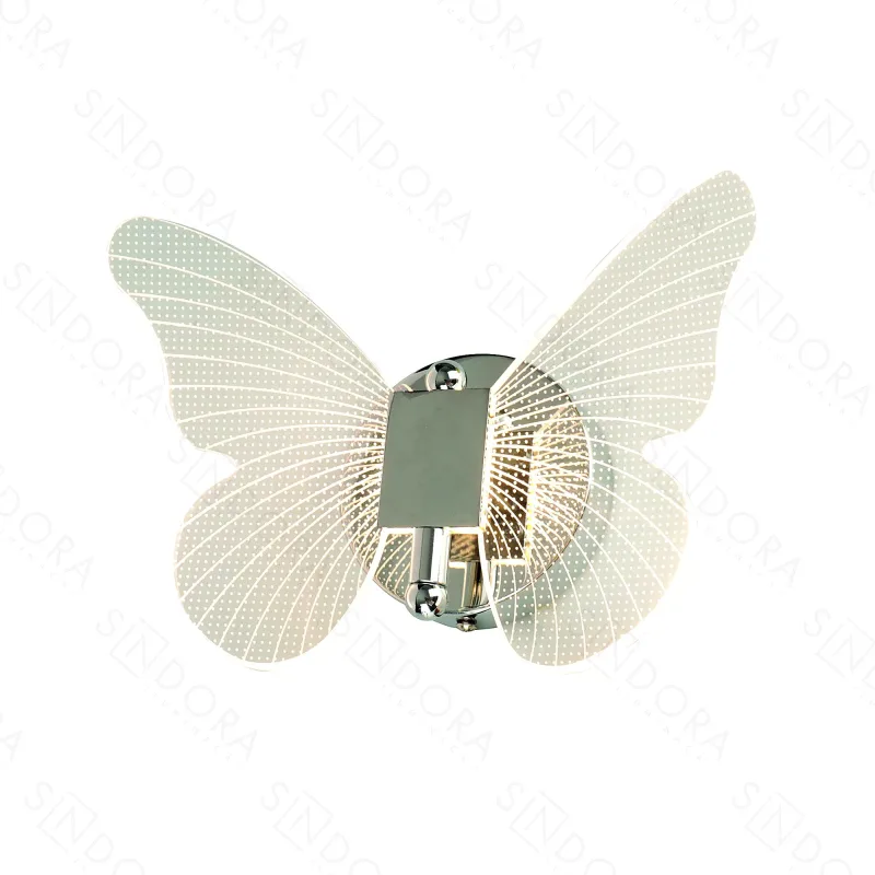 Arandela MINI BORBOLETA 19x25CM 8W 600LM 3000K BIVOLT METAL CROMADO+ACRILICO Sindora QB05249