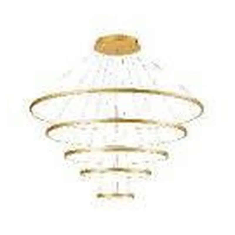 Pendente LED Interno de Ferro Dourado e Silicone 188W 3 Temperaturas (3000K/4000K/6000K) Bivolt 20x40x60x80x100cm - Sindora FD16009