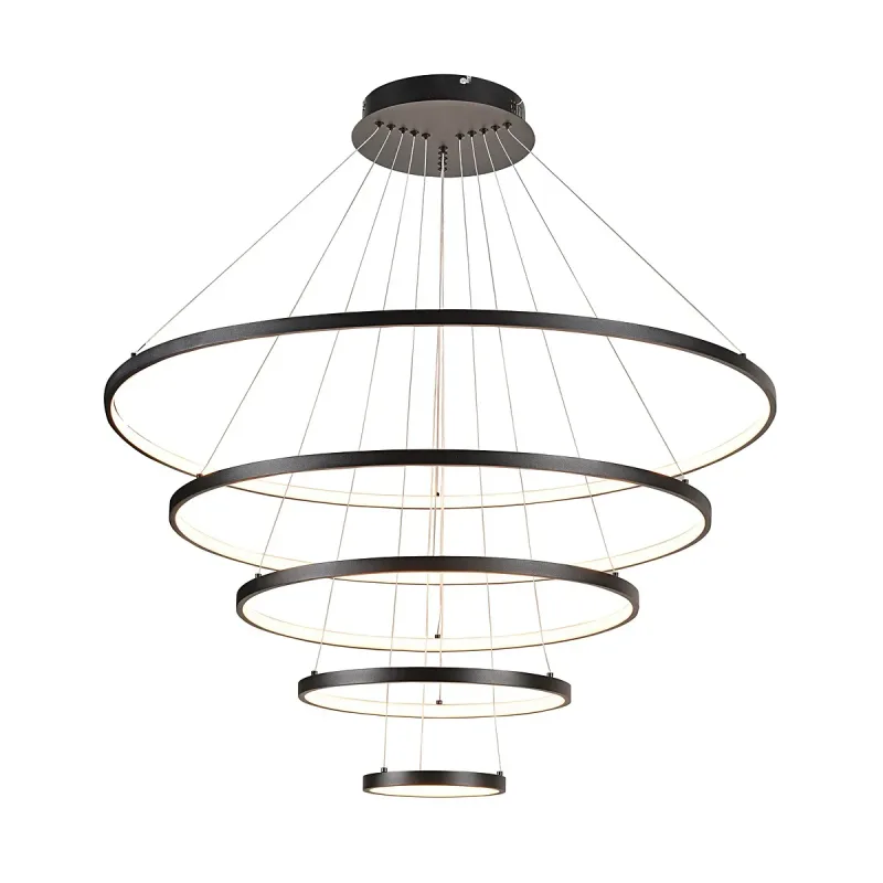 Pendente LED Interno de Ferro Preto e Silicone 188W 3 Temperaturas (3000K/4000K/6000K) Bivolt 20x40x60x80x100cm - Sindora FD16010
